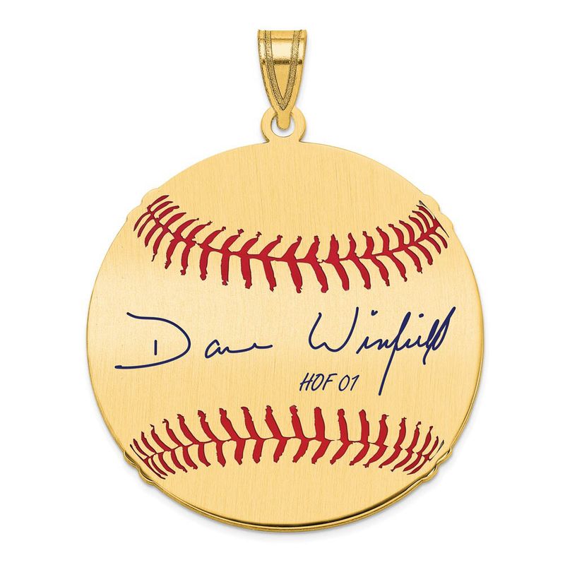 14k Gold Plated Dave Winfield Signature Lg Enamel Baseball Pendant